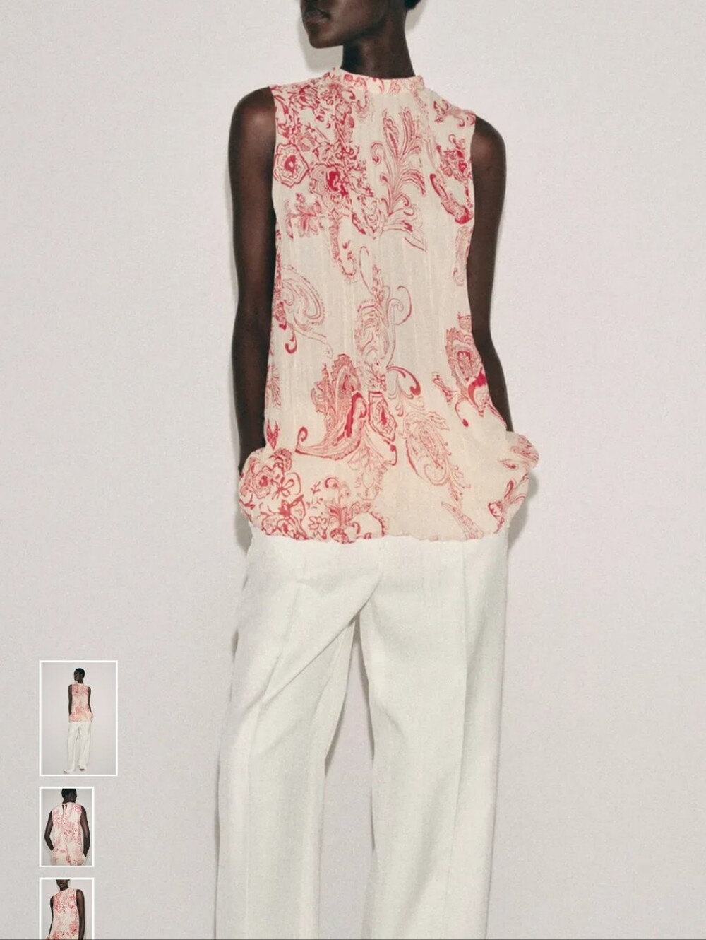 Zara Cream Camisole with Red Paisley Motif - Picture 3 of 10